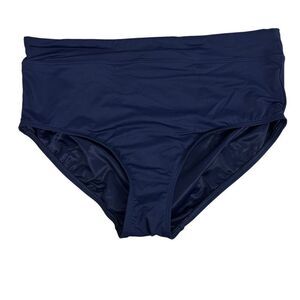 Lands End High Waisted Tummy Control Swim Bottom size 14 Dark Blue